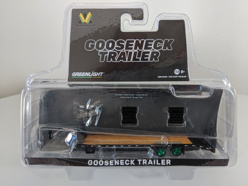 1:64 Gooseneck Trailer, Black, Chrome Rims, B&B Farm Toys Exclusive, Green Machine