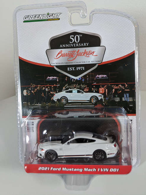 1:64 Barrett-Jackson ‘Scottsdale Edition’ Series 8 - 2021 Ford Mustang Mach 1 VIN #001 (Lot #3005) - White with Black Interior