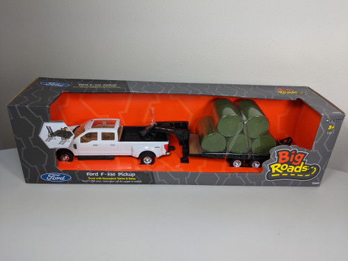1:32 Ford F-350 Lariat Dually Pickup with Gooseneck Trailer & Bale Holder, Big Roads by Ertl