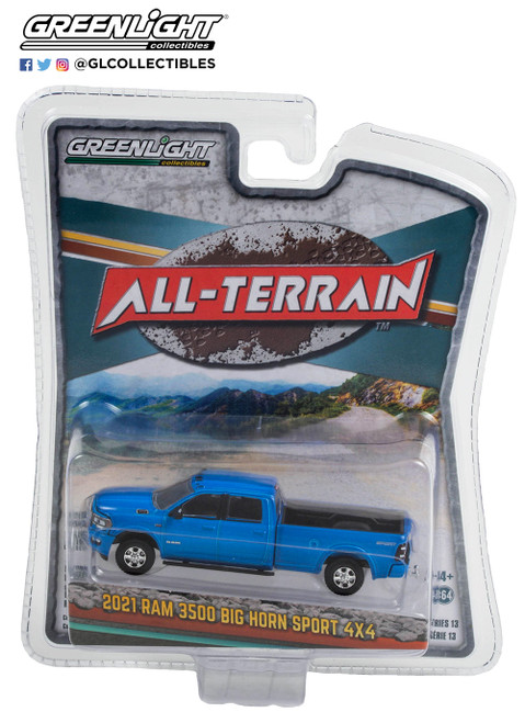 1:64 All-Terrain Series 13 - 2021 Ram 3500 Big Horn Sport 4x4 - Hydro Blue Pearl Coat