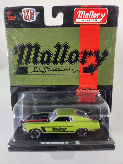 1:64 1970 Ford Mustang BOSS 429, Green/Black, Mallory Ignition, Auto Drivers by M2