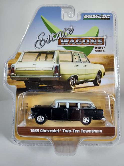 1:64 Estate Wagons Series 6 - 1955 Chevrolet Two-Ten Townsman - Flat Black and India Ivory