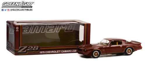 1:18 1978 Chevrolet Camaro Z/28 - Carmine Metallic with Two-Tone Gold Striping