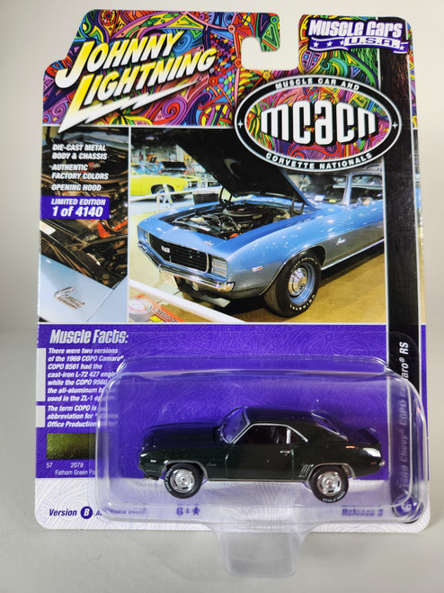 1:64 1969 Chevy COPO Camaro RS, Fathom Green Poly, Muscle Cars USA by Johnny Lightning