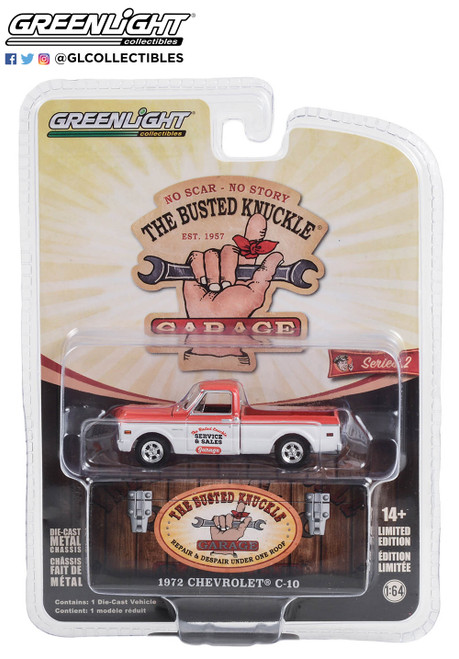 1:64 Busted Knuckle Garage Series 2 - 1972 Chevrolet C-10 Shortbed “The Busted Knuckle Garage Service & Sales” by GreenLight
