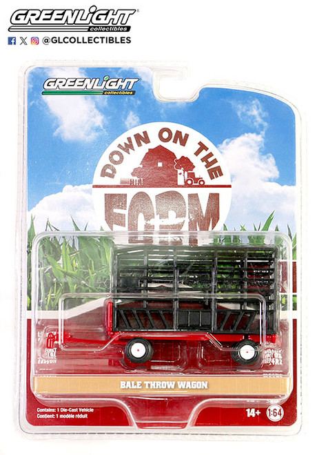 1:64 Down on the Farm Series 8 - Bale Throw Wagon - Black and Red