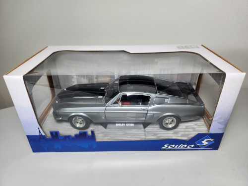 1967 Ford Shelby GT500 Mustang, Silver with Black Stripes by Solido