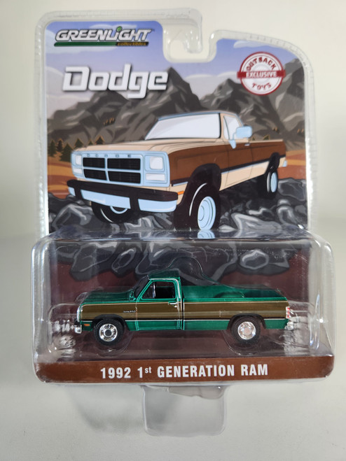 1:64 1992 1st Generation Dodge Ram, Two Tone Brown, Outback Toys Exclusive Green Machine by GreenLight