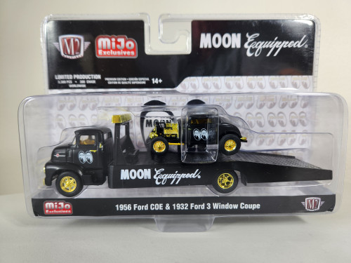 ミニカー 1:64 MOON 1956 Ford COE & 1932 Ford 3 1:64 1956 Ford COE & 1932 Ford 3 Window Coupe, Black, Auto