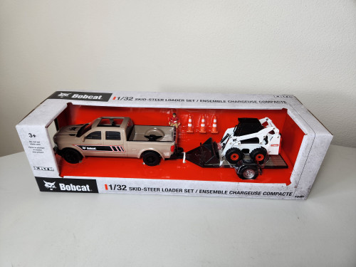 1:32 Bobcat Skid Steer 7 Piece Set with Truck, Trailer and Accessories by Ertl