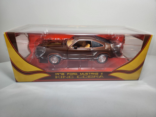 1:18 1978 Ford Mustang II King Cobra - Dark Brown Metallic with Orange and Gold Stripes