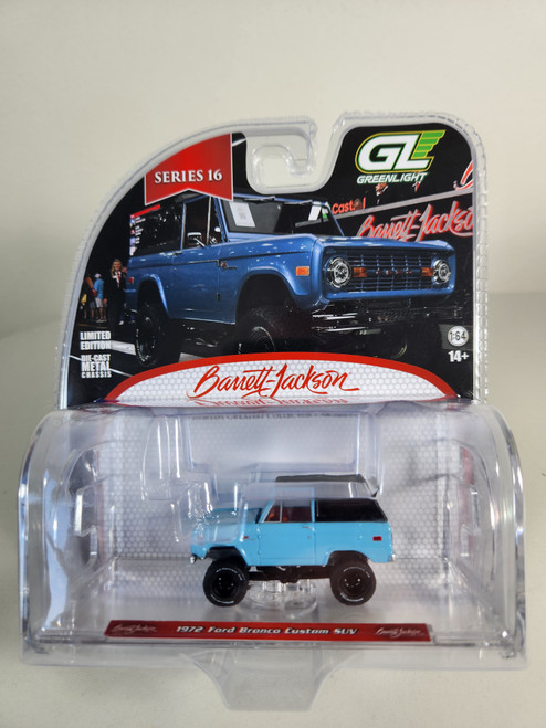 1:64 Barrett-Jackson Series 16 - 1972 Ford Bronco Custom SUV, Blue with Black Top