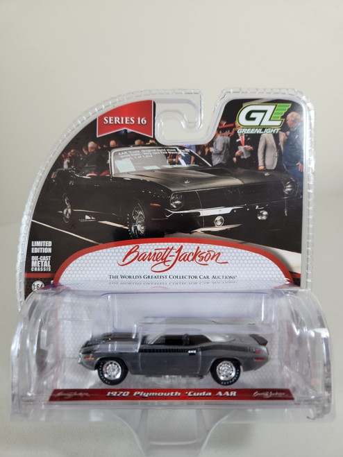 1:64 Barrett-Jackson Series 16 - 1970 Plymouth 'Cuda AAR, Green Machine Raw Chase Edition 1:64 Barrett-Jackson Series 16 - 1970 Plymouth 'Cuda AAR, Green Machine Raw Chase Edition