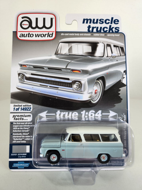 1:64 1966 Chevy Suburban, Gray, White Top by Auto World 1:64 1966 Chevy Suburban, Gray, White Top by Auto World