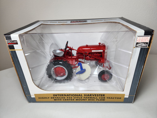 1:16 IH 450 Style Farmall Cub Tractor with Center Mount Disc Plow by SpecCast