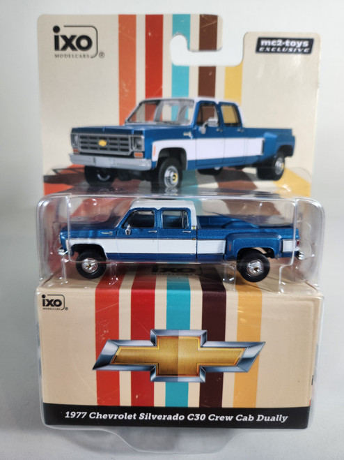 1:64 1977 Chevrolet Silverado C30 Crew Cab Dually, Square Body, Blue & White, MC2-Toys Exclusive by IXO