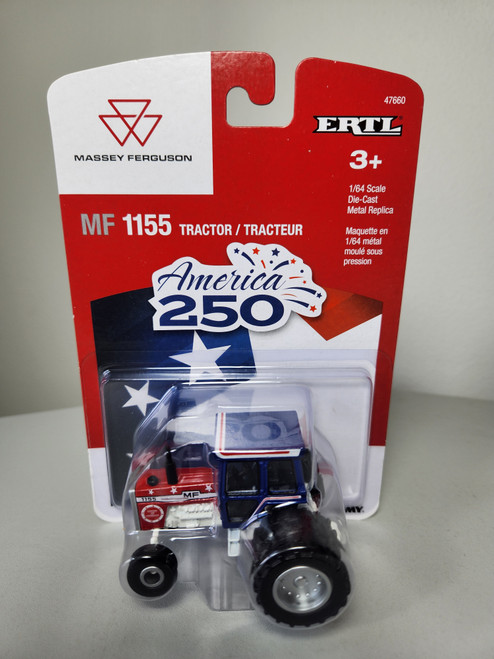 1:64 Massey Ferguson 1155 with Cab, America 250th Anniversary Red, White, and Blue Edition by Ertl