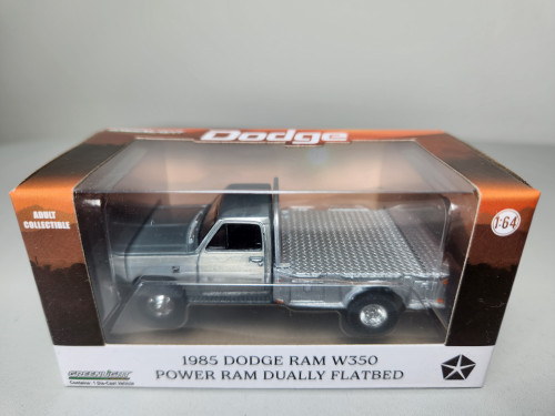 1:64 1985 Dodge W350 Power Ram Dually, Flatbed, Raw Chase Edition, Diecast Direct Exclusive by GreenLight