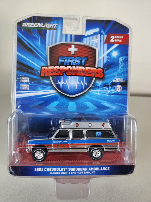 1:64 First Responders Series 2 - 1991 Chevrolet Suburban  – Glacier County EMS - Cut Bank, Montana  Chrome Chase