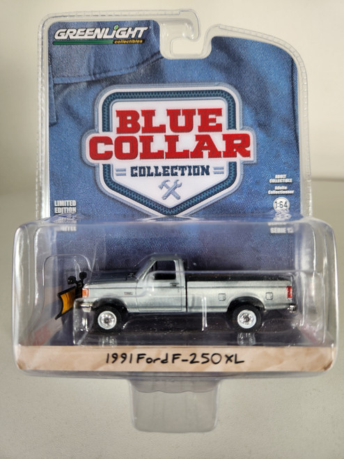 1:64 Blue Collar Collection Series 13 - 1991 Ford F-250 XL 4X4 with Snow Plow - RAW Chase Edition