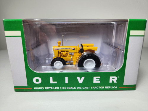 1:64 White Oliver Mighty Tow 4-115 with FWA, Toy Tractor Times 35th Anniversary Yellow Chase Edition by SpecCast