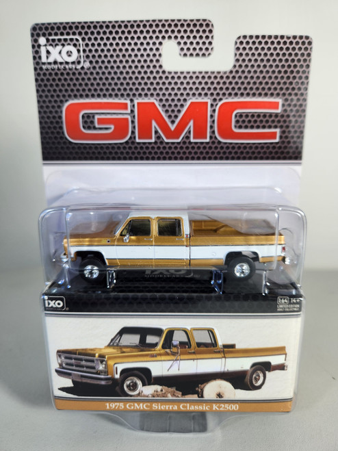 1:64 1975 GMC Sierra Classic K2500 Crew Cab Square Body, Yuba Gold Metallic & White by IXO
