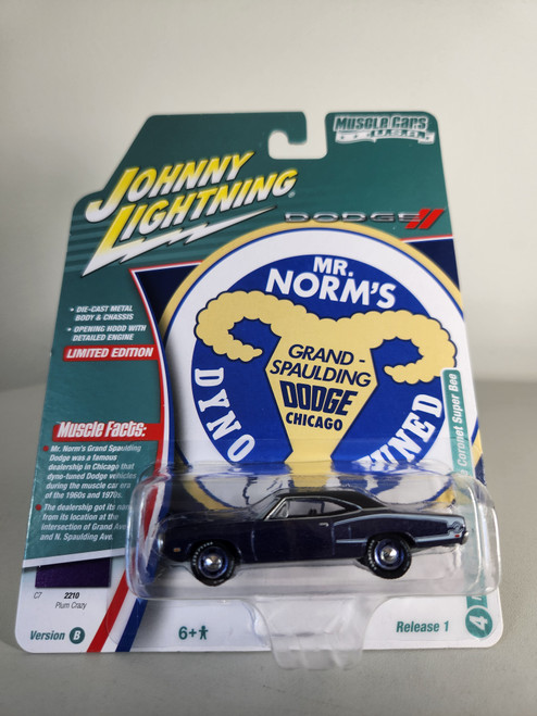 1:64 Mr. Norm's 1970 Dodge Coronet Super Bee, Plum Crazy, Muscle Cars USA by Johnny Lightning