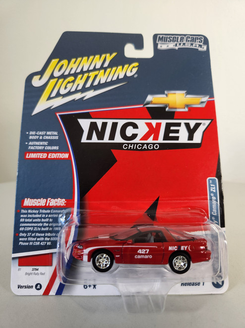1:64 2002 Nickey Chevy Camaro ZL1, Bright Rally Red, Muscle Cars USA by Johnny Lightning