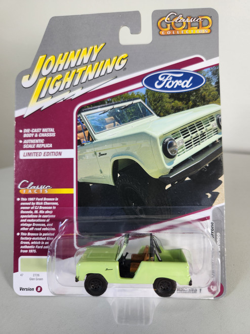 1:64 1967 Ford Bronco, Glen Green, Classic Gold Collection by Johnny Lightning