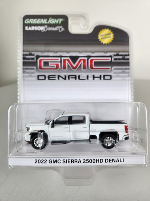 1:64 2022 GMC Sierra 2500HD Denali - Summit White (2nd Edition), Karson Diecast Exclusive by GreenLight