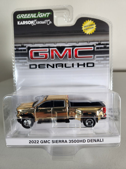 1:64 2022 GMC Sierra 3500HD Denali Dually - Gold Chrome Chase 2nd Edition, Karson Diecast Exclusive by GreenLight