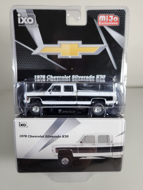 1:64 1978 Chevrolet Silverado K30, Lifted, Crew Cab, Square Body, Black & White M&J Exclusive by IXO
