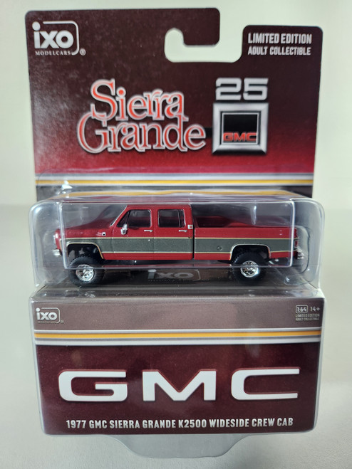 1:64 1977 GMC Sierra Grande K2500, Wideside, Crew Cab, Square Body, Dark Red and Gray by IXO