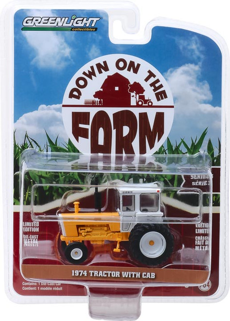 1:64 Down on the Farm Series 3 - 1974 Tractor with Cab - Yellow and White