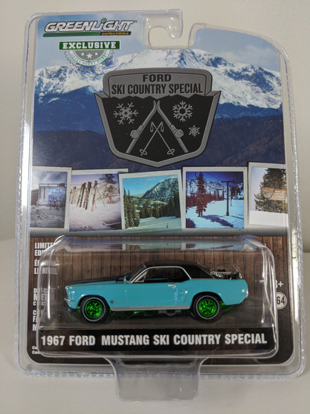 1:64 1967 Ford Mustang Coupe "Ski Country Special" - Winter Park Turquoise (Hobby Exclusive) - Green Machine