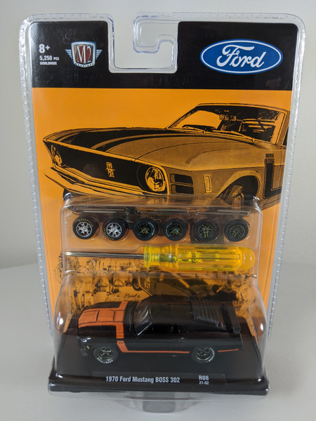 1:64 1970 Ford Mustang Boss 302 Raven Black with Extra Auto Wheels by M2