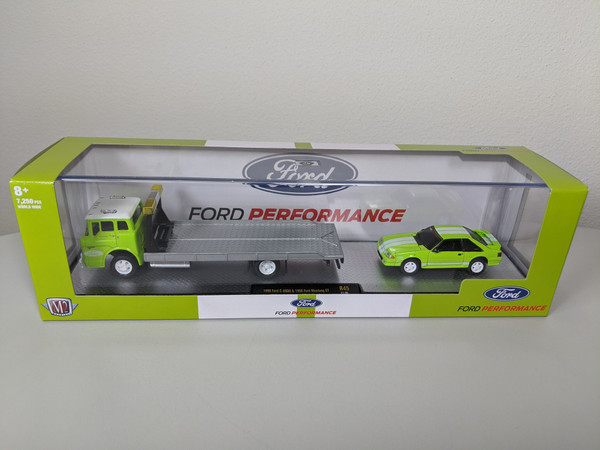 1:64 1990 Ford C-8000 & 1988 Fox Body Ford Mustang GT Ford Performance Auto Hauler by M2