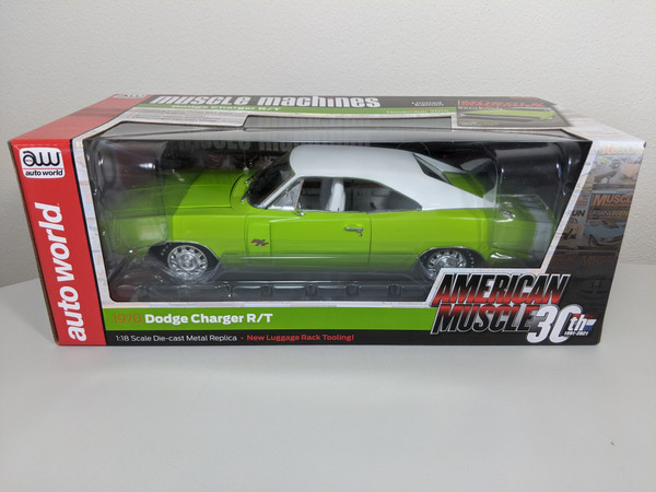 1:18 1970 Dodge Charger R/T, Lime Green, 30th Anniversary 1991-2021 by Auto World