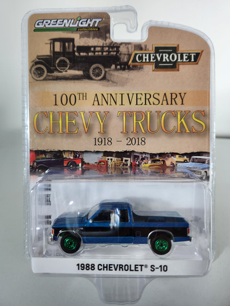 1:64 Anniversary Collection Series 13 - 1988 Chevrolet S-10 Extended Cab - 100th Anniversary of Chevy Trucks Green Machine