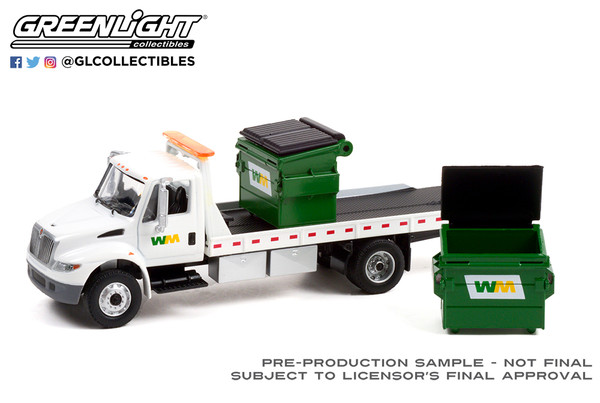 1:64 H.D. Trucks Series 22 - 2013 International Durastar Flatbed - Waste Management with Commercial Dumpsters