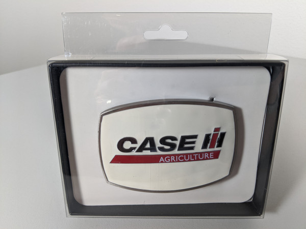 Case IH Ag White Enamel Belt Buckle by SpecCast