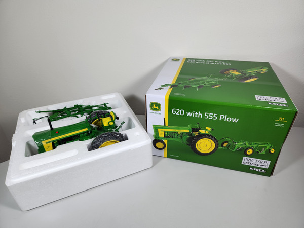 1:16 John Deere 620 Tractor with Narrow Front and Model 555 Plow - Precision Heritage Edition by Ertl