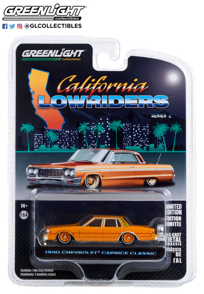 1:64 California Lowriders Series 2 - 1990 Chevrolet Caprice Classic with Continental Kit - Custom Kandy Orange 