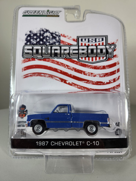 1:64 1987 Chevrolet C-10, Blue, Square Body USA Exclusive by GreenLight