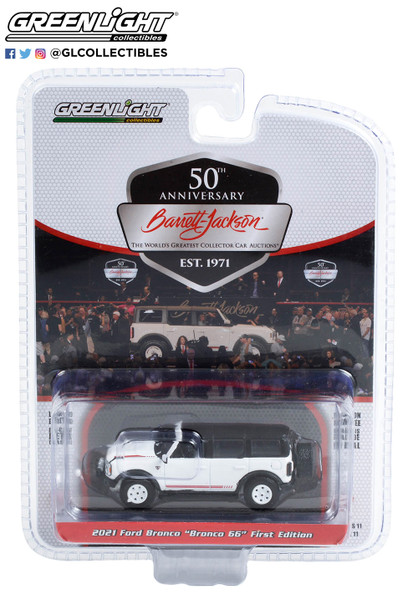 1:64 Barrett-Jackson 'Scottsdale Edition' Series 11 - 2021 Ford Bronco “Bronco 66” First Edition (Lot #3001) - Oxford White with Black Roof