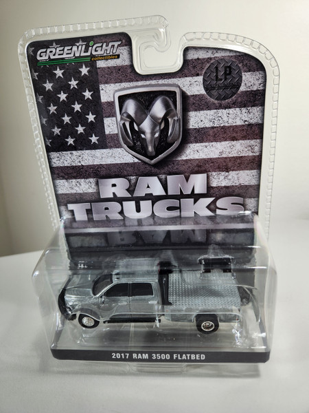 1:64 2017 Ram 3500 Dually with Flatbed, Raw Chase Edition, LP Diecast Garage Exclusive by GreenLight