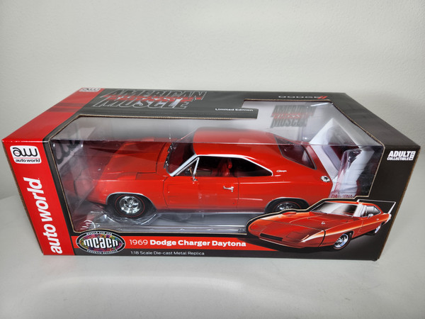1:18 1969 Dodge Charger Daytona R4 Red with White Wing by Auto World