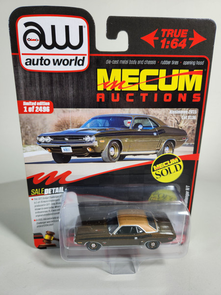 1:64 1971 Dodge Challenger R/T, Brown with Tan Top by Auto World