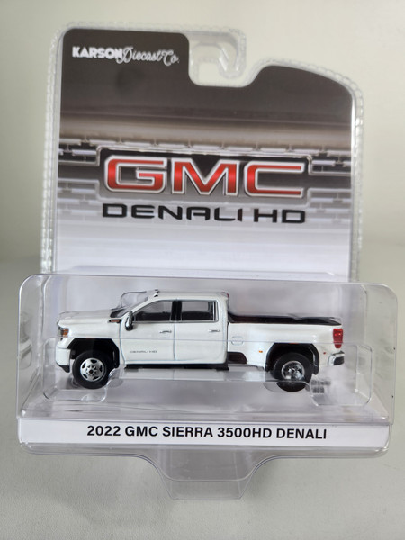 1:64 2022 GMC Sierra 3500HD Denali Dually - White Frost, Karson Diecast Exclusive by GreenLight