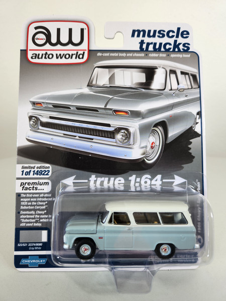 1:64 1966 Chevy Suburban, Gray, White Top by Auto World